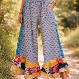 Jaded Gypsy Bohemian Patchwork Wide-Leg Pants